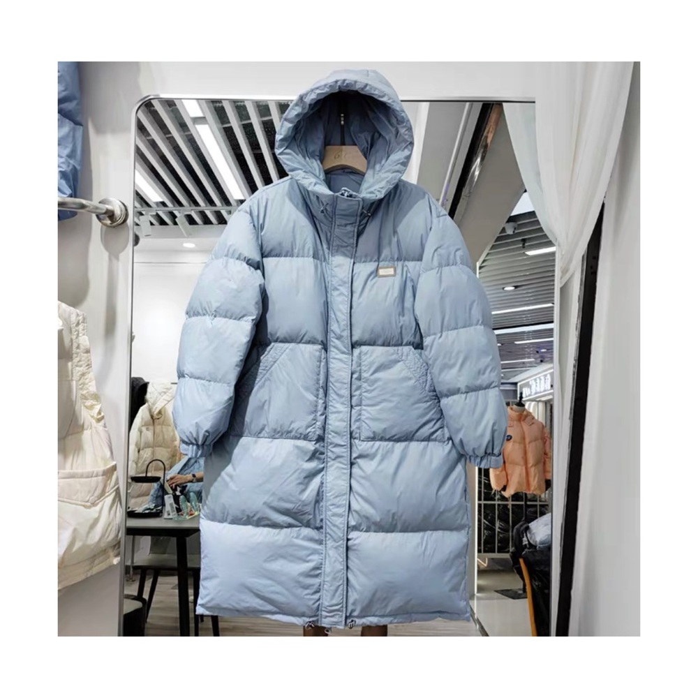 Long oversized puff jacket - baby blue winter coat